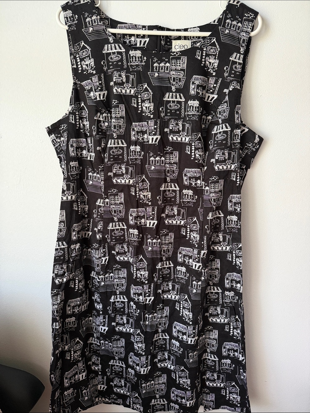 cleo Black & White Architectural Print Sleeveless Dress